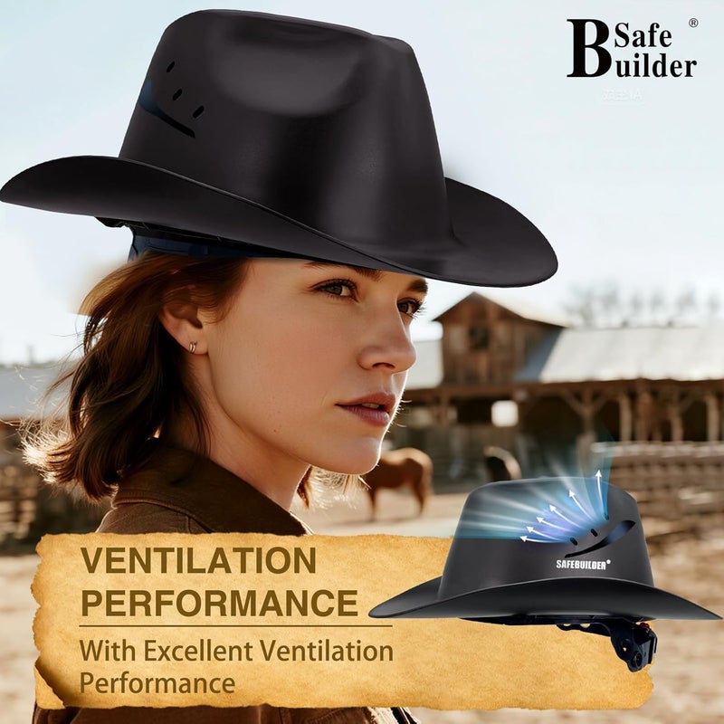 SAFEBUILDER Cowboy Style Hard Hat Class C Safety Helmet Vented Full Brim Hard Hats Work Safety Helmet for Men and Women Outdoor,Industrial,Construction Head Protection- ANSI Approved - Image 5